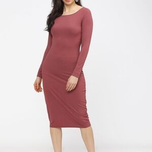 See You Monday Pink Stretch Ribbed Midi Bodycon Dress Size Large New Sexy Party